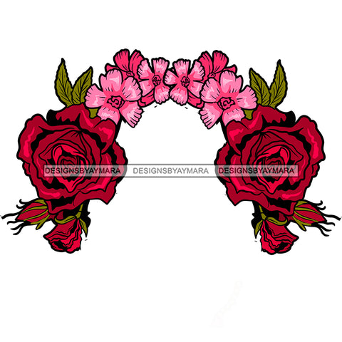 Red Roses And Pink Flower Headpiece Only JPG PNG  Clipart Cricut Silhouette Cut Cutting