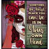 Bundle 20 Woman Half Face Day Of The Dead Costume Inspirational Quotes Mexican Celebration Skeleton Party Floral Festival  De La Calavera JPG PNG Files For Silhouette Cricut and More