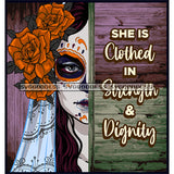 Bundle 20 Woman Half Face Day Of The Dead Costume Inspirational Quotes Mexican Celebration Skeleton Party Floral Festival  De La Calavera JPG PNG Files For Silhouette Cricut and More
