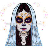 Sugar Skull Art White Veil Scarf  JPG PNG  Clipart Cricut Silhouette Cut Cutting