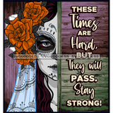 Bundle 20 Woman Half Face Day Of The Dead Costume Inspirational Quotes Mexican Celebration Skeleton Party Floral Festival  De La Calavera JPG PNG Files For Silhouette Cricut and More