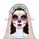 Sugar Skull Art Gray Scarf JPG PNG  Clipart Cricut Silhouette Cut Cutting