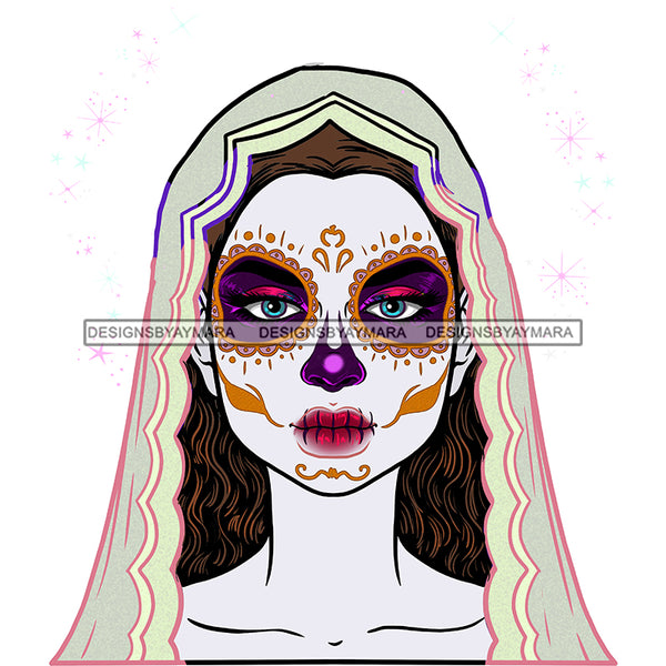 Sugar Skull Art Gray Scarf JPG PNG  Clipart Cricut Silhouette Cut Cutting