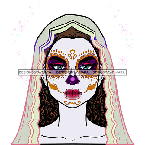 Sugar Skull Art Gray Scarf JPG PNG  Clipart Cricut Silhouette Cut Cutting