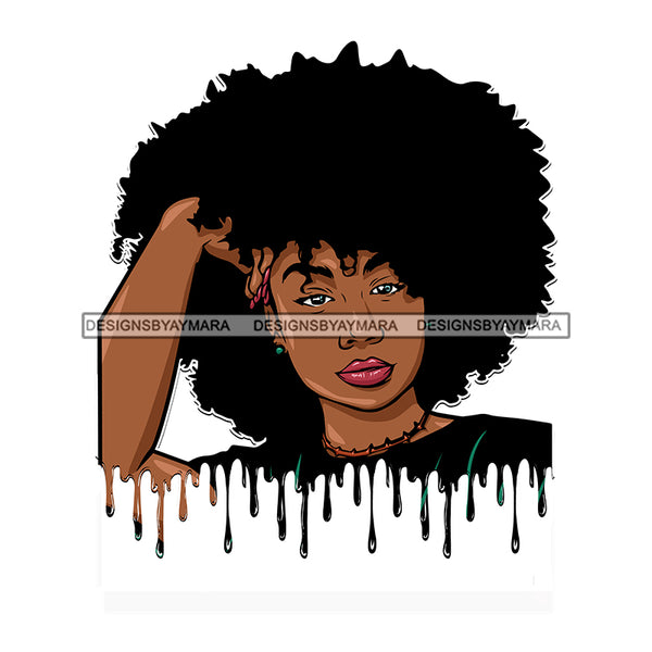 Sassy Black Woman Dripping In Black Big Afro JPG PNG  Clipart Cricut Silhouette Cut Cutting