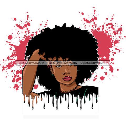 Sassy Black Woman Dripping In Black Big Afro Splash Of Pink JPG PNG  Clipart Cricut Silhouette Cut Cutting