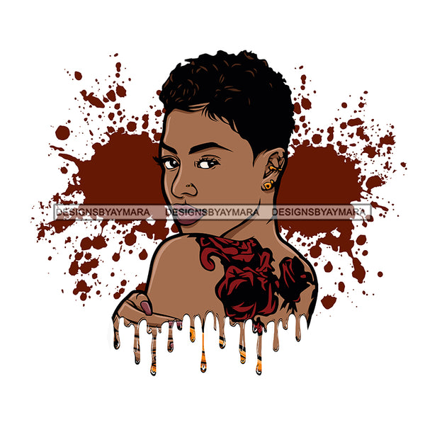 Sassy Black Woman Dripping Splash In Burgundy JPG PNG  Clipart Cricut Silhouette Cut Cutting