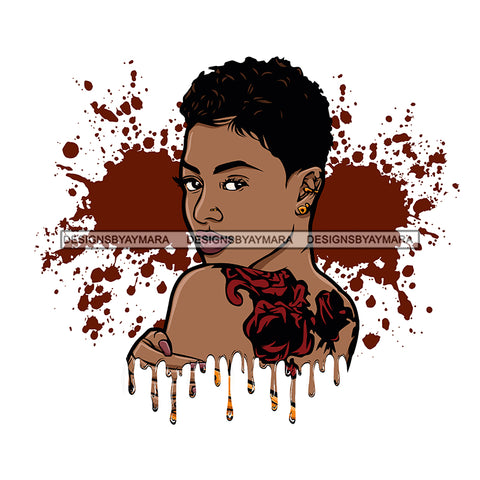 Sassy Black Woman Dripping Splash In Burgundy JPG PNG  Clipart Cricut Silhouette Cut Cutting