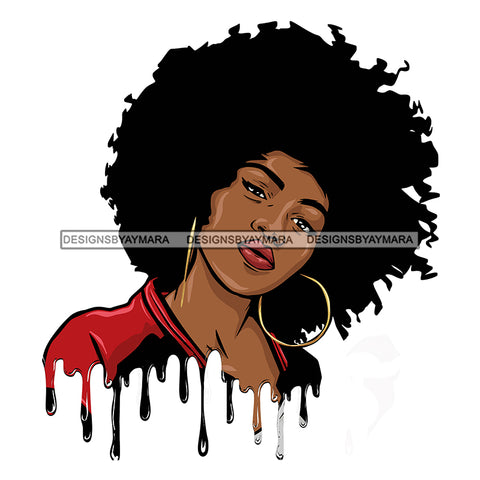 Sassy Black Woman Big Afro Dripping  JPG PNG  Clipart Cricut Silhouette Cut Cutting
