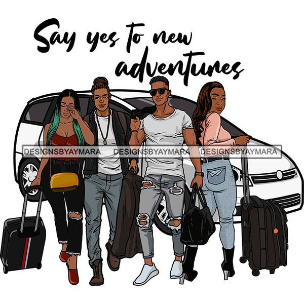 Couples Adventure Getaway Buddies Car Auto Vacation Road Trip Illustration SVG JPG PNG Vector Clipart Cricut Silhouette Cut Cutting