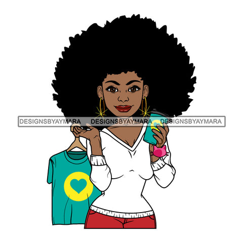 Afro Black Woman Graphic Designer Hoop Earrings Afro Hair Style SVG Cutting Files For Silhouette and Cricut