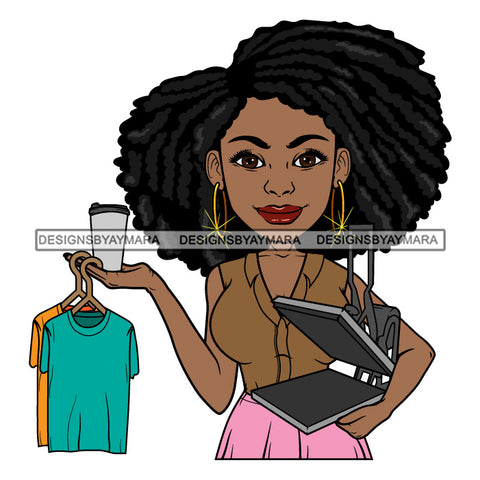 Afro Crafter Design Woman Hoop Earrings Dreadlock Hair Style SVG Cutting Files For Silhouette and Cricut