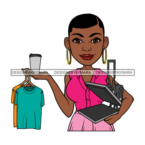 Afro Crafter Design Woman Hoop Earrings Short Hair Style SVG Cutting Files For Silhouette and Cricut
