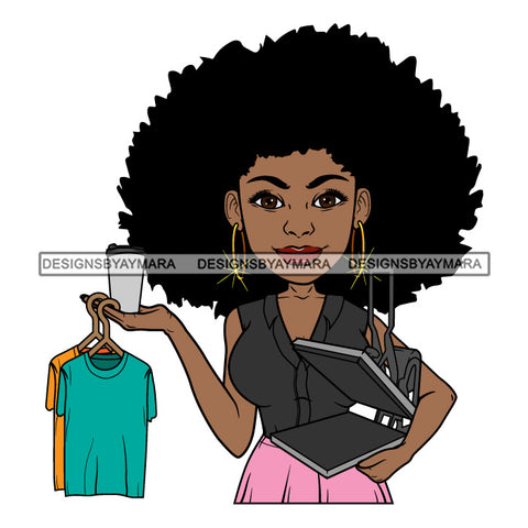 Afro Crafter Design Woman Hoop Earrings Afro Hair Style SVG Cutting Files For Silhouette and Cricut