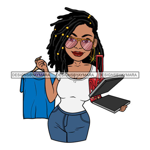 Afro Sexy Craft Woman Hoop Earrings Sunglasses Dreadlock Hair Style SVG Cutting Files For Silhouette and Cricut