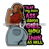 Sexy Voluminous Afro Woman Body Positivity Quote Positive Attitude Illustration SVG JPG PNG Vector Clipart Cricut Silhouette Cut Cutting