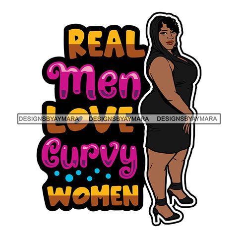 Sexy Voluminous Afro Woman Body Positivity Quote Curvaceous Attractive Illustration SVG JPG PNG Vector Clipart Cricut Silhouette Cut Cutting