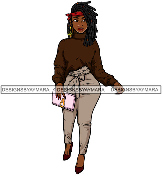 Afro Cute Lola Urban Hipster Girl Big Bamboo Earrings Boss Lady Black Woman Nubian Queen Melanin SVG Cutting Files For Silhouette Cricut and More