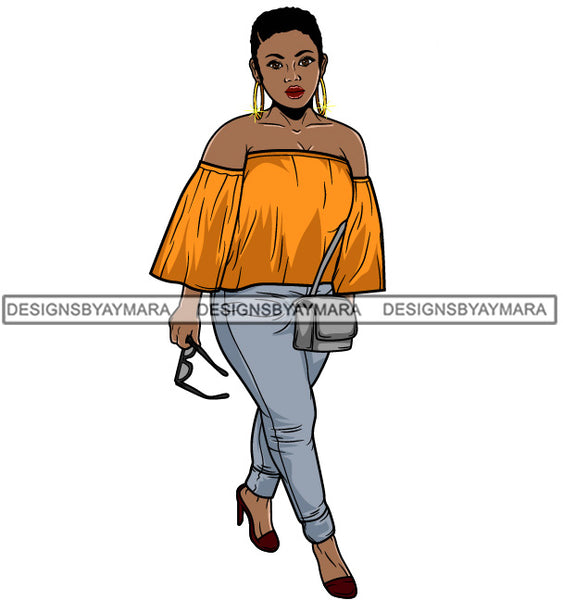 Afro Cute Lola Urban Hipster Girl Big Bamboo Earrings Boss Lady Black Woman Nubian Queen Melanin SVG Cutting Files For Silhouette Cricut and More