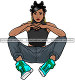 Afro Cute Lola Urban Hipster Girl Big Bamboo Earrings Boss Lady Black Woman Nubian Queen Melanin SVG Cutting Files For Silhouette Cricut and More