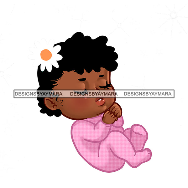 Cute Melanin Baby Girl Sleeping   JPG PNG  Clipart Cricut Silhouette Cut Cutting