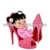 Cute  Baby Girl Sleeping In Pink Heels Shoes   JPG PNG  Clipart Cricut Silhouette Cut Cutting