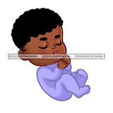 Melanin Baby Boy In Blue Sleeping  JPG PNG  Clipart Cricut Silhouette Cut Cutting