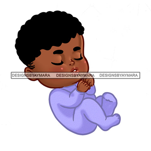 Melanin Baby Boy In Blue Sleeping  JPG PNG  Clipart Cricut Silhouette Cut Cutting