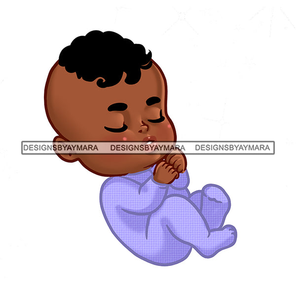 Melanin Baby Boy In Blue Sleeping  JPG PNG  Clipart Cricut Silhouette Cut Cutting