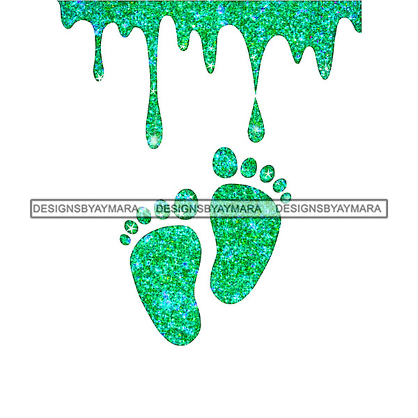 Green Baby Feet Dripping  JPG PNG  Clipart Cricut Silhouette Cut Cutting