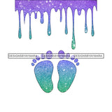 Purple Blue Green Baby Feet Dripping  JPG PNG  Clipart Cricut Silhouette Cut Cutting