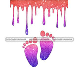 Pink Purple  Baby Feet Dripping  JPG PNG  Clipart Cricut Silhouette Cut Cutting