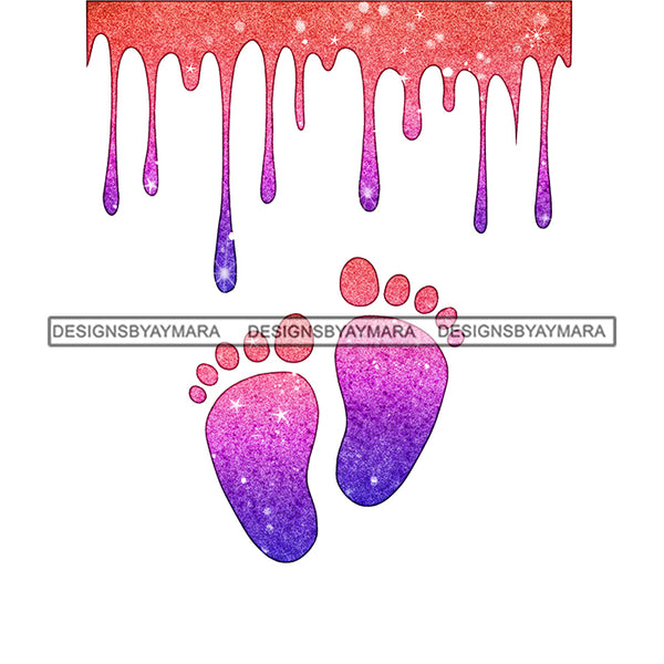 Pink Purple  Baby Feet Dripping  JPG PNG  Clipart Cricut Silhouette Cut Cutting