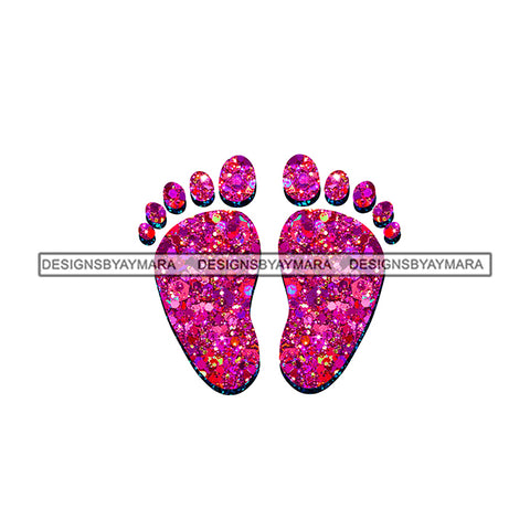 Dark Pink Glitter Baby Feet JPG PNG  Clipart Cricut Silhouette Cut Cutting