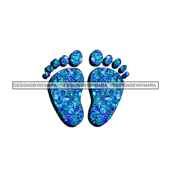 Blue Glitter Baby Feet JPG PNG  Clipart Cricut Silhouette Cut Cutting