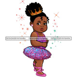Melanin Baby Princess Girl In Ballet Outfit JPG PNG  Clipart Cricut Silhouette Cut Cutting