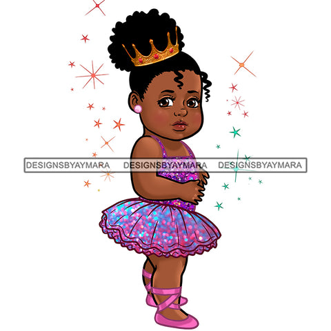 Melanin Baby Princess Girl In Ballet Outfit JPG PNG  Clipart Cricut Silhouette Cut Cutting