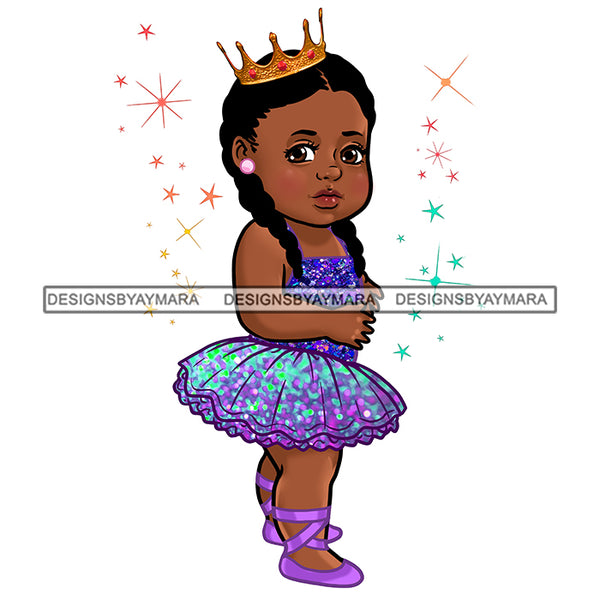 Melanin Baby  Girl Princess In Purple Ballet Outfit JPG PNG  Clipart Cricut Silhouette Cut Cutting