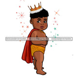 Melanin Baby Boy Prince In Red Cape Gold Crown JPG PNG  Clipart Cricut Silhouette Cut Cutting