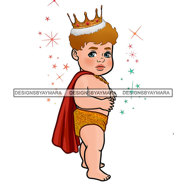 Caucasian Baby Boy Prince In Red Cape Gold Crown JPG PNG  Clipart Cricut Silhouette Cut Cutting