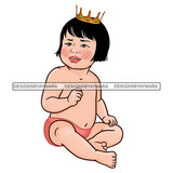 Cute Caucasian Baby Girl  In Pink Gold Crown JPG PNG  Clipart Cricut Silhouette Cut Cutting