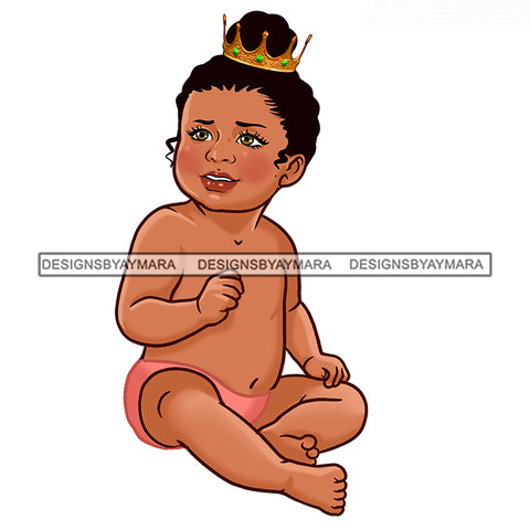 Cute Caucasian Baby Girl  In Pink Gold Crown JPG PNG  Clipart Cricut Silhouette Cut Cutting