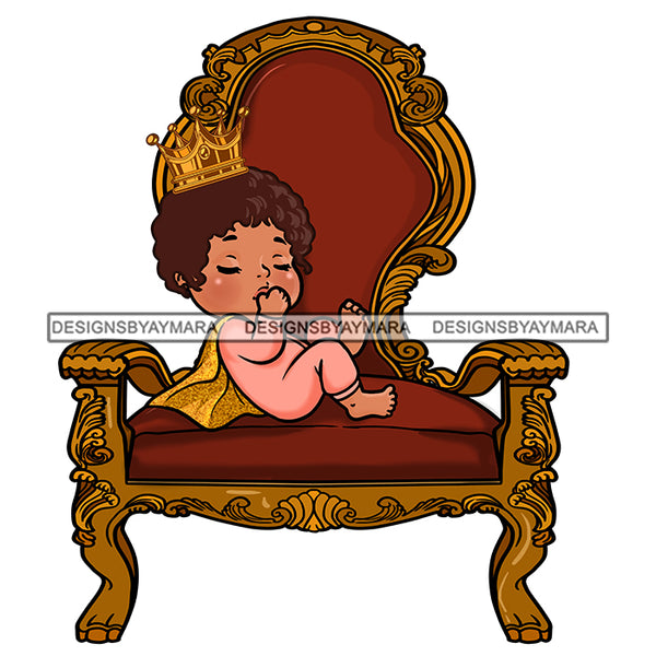 Cute Baby Princess In Pink In Queens Chair Gold Cape Gold Crown  JPG PNG  Clipart Cricut Silhouette Cut Cutting