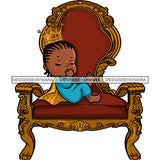 Cute Baby Prince With Cornrows In Blue In Kings Chair Gold Cape Gold Crown  JPG PNG  Clipart Cricut Silhouette Cut Cutting