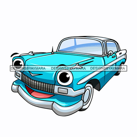 Muscle Car Cartoon Character Old School Classic Automobile Machine Illustration SVG JPG PNG Vector Clipart Cricut Silhouette Cut Cutting