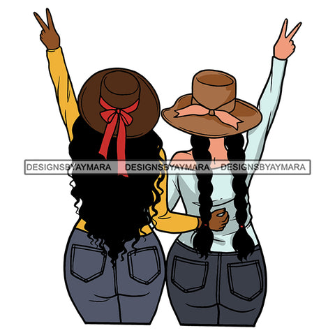 Best Friends Together Sisters Family Love Best Friends Melanin Nubian Black Girl Magic SVG JPG PNG Vector Clipart Cricut Silhouette Cut Cutting