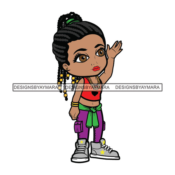Cute Afro Girl Urban Hipster Girl Hands Up Sweater Joggers Sneakers Dreadlocks Hairstyle Swag Fashion SVG JPG PNG Vector Clipart Cricut Silhouette Cut Cutting