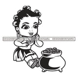 Afro Hustler Melanin Girl Bantu Knots Hairstyle Cooking Money Pot Woman Money Maker Independent Business Girl Cash Money Dollar Sign Designs For T-Shirt and Other Products SVG PNG JPG Cutting Files For Silhouette Cricut and More!