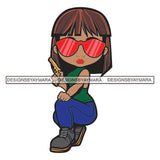 Afro Cite Lola Hustler Melanin Gangster Caring Hand Gun Protection Strong Gangsta Woman Sunglasses Designs For T-Shirt and Other Products SVG PNG JPG Cutting Files For Silhouette Cricut and More!