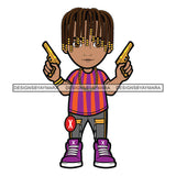 Cute Boy Cowboy Holding Pistols Toy Guns Playing Games Fashionista Swag Sneakers Cool Jogging Pants Hipster Street NY Fashion Flow SVG JPG PNG Vector Clipart Cricut Silhouette Cut Cutting